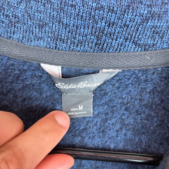 Eddie Bauer Mens Sweatshirt Blue Radiator Fleece Snap Mock Neck Long Sleeve M - Picture 6 of 13